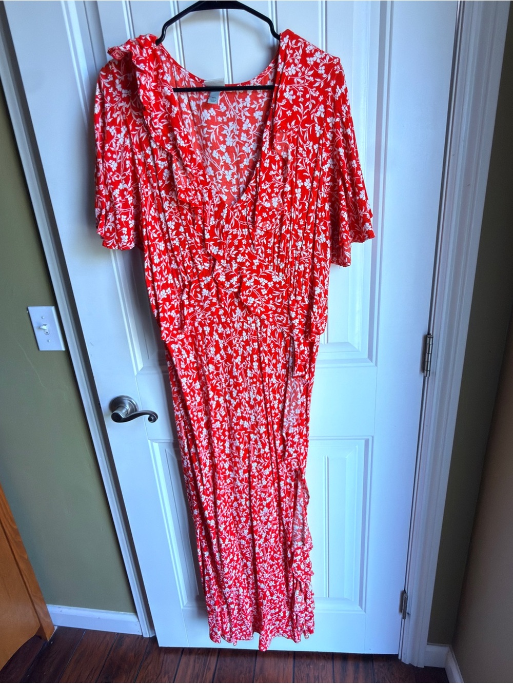 a new day Red Floral Maxi Dress with White Print